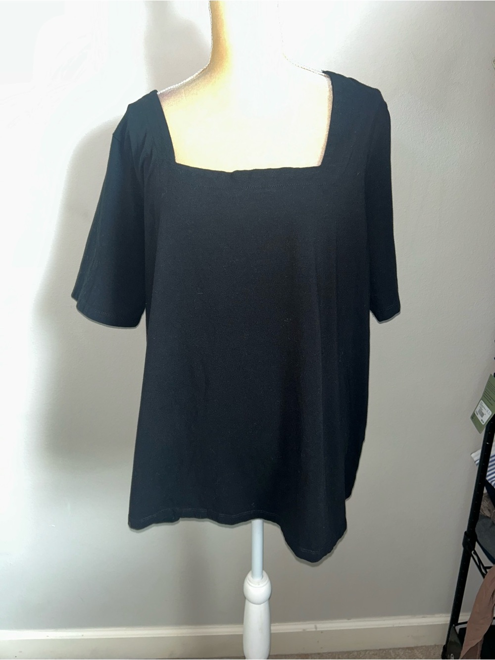 NEW Jessica London Plus Size Black Square-Neck Short Sleeve Women's Top Sz 26/28